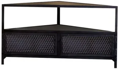 Chamba Corner TV Unit - Black, Wood and Iron image