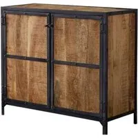 Chamba Industrial 90cm Small Sideboard - Brown, Wood and Iron