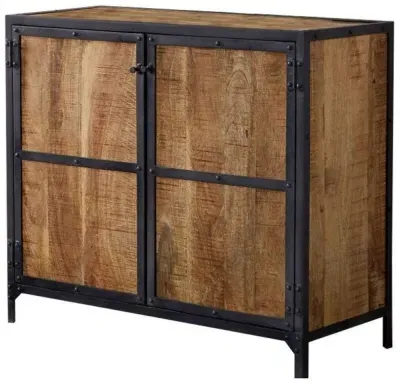 Chamba Industrial 90cm Small Sideboard - Brown, Wood and Iron image