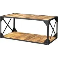 Chamba Industrial Coffee Table - Brown, Wood and Iron
