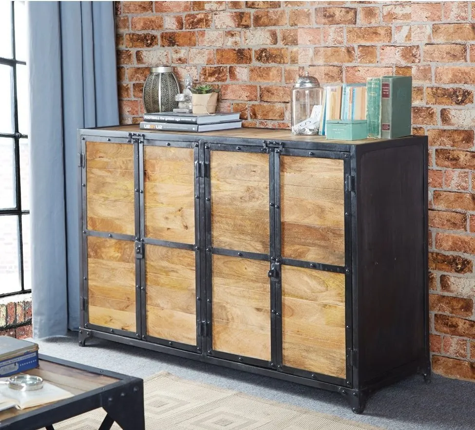 Chamba Wood and Iron 140cm Medium Sideboard - Brown