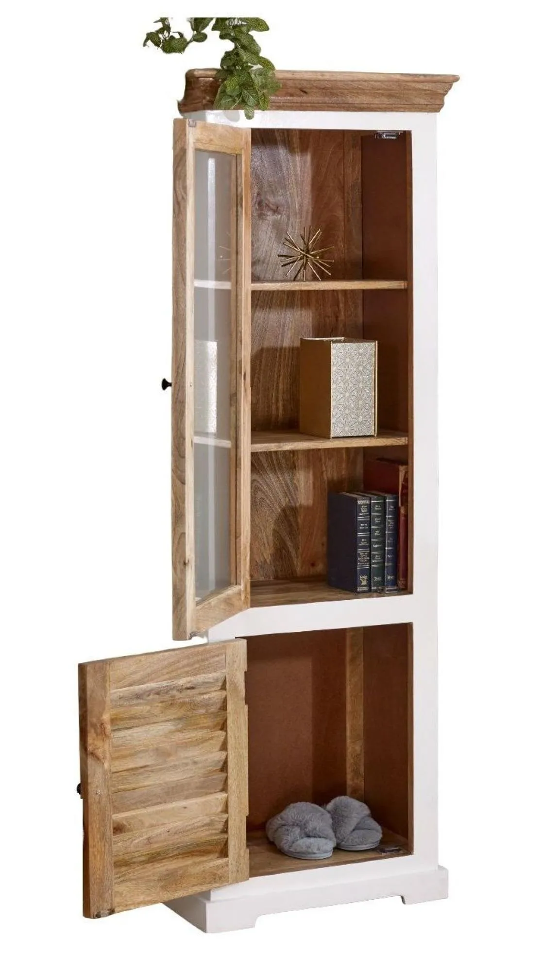 Coastal Narrow Display Cabinet - White, Wood