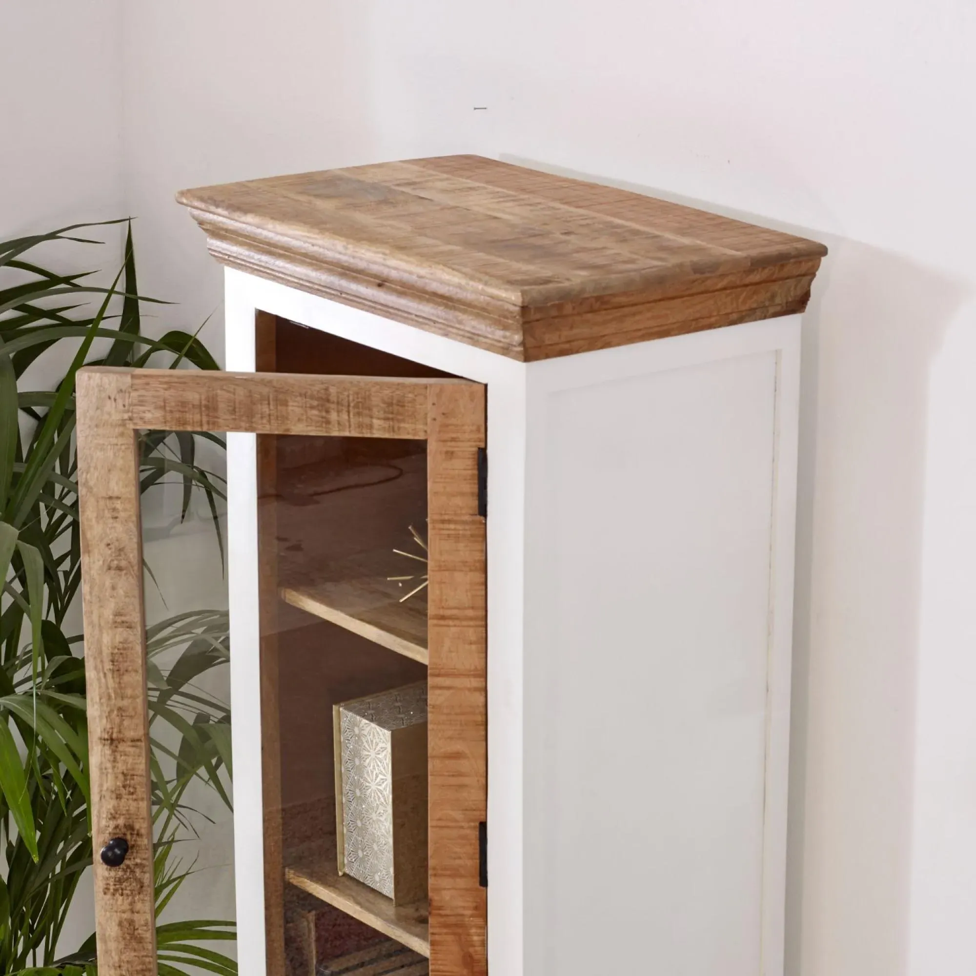 Coastal Narrow Display Cabinet - White, Wood