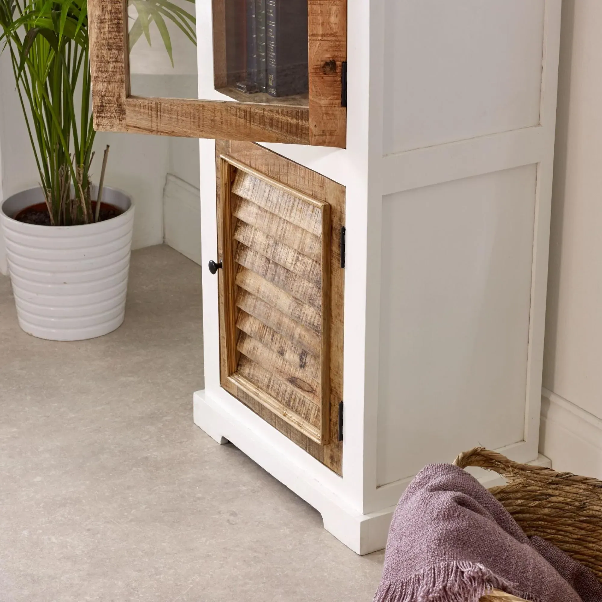 Coastal Narrow Display Cabinet - White, Wood