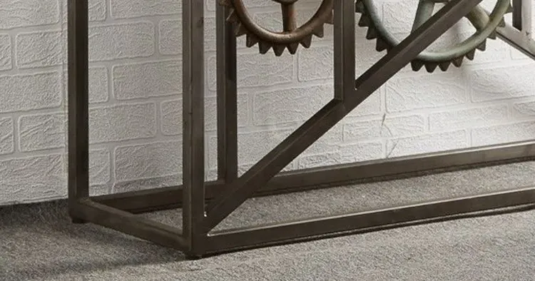 Coorg Industrial Console Table with Wheels - Brown, Wood