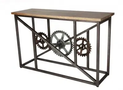Coorg Industrial Console Table with Wheels - Brown, Wood image