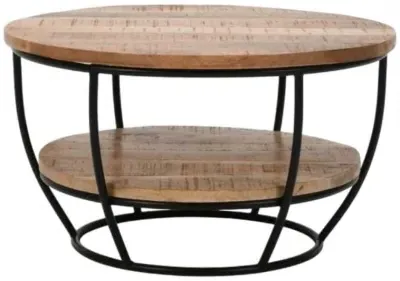 Dispur Coffee Table with Shelf - Brown, Mango Wood