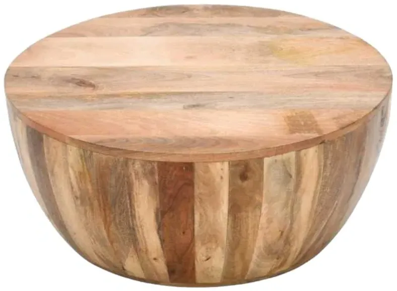 Dispur Drum Coffee Table - Brown, Mango Wood