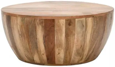 Dispur Drum Coffee Table - Brown, Mango Wood