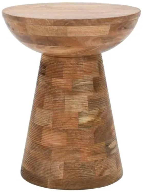 Dispur Round Side Table - Brown, Mango Wood