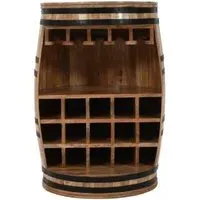Dispur Solid Mango Wood Barrel Wine Cabinet - Brown