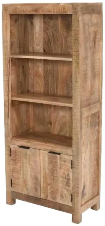 Dispur Solid Mango Wood Bookcase with Cupboard - Brown
