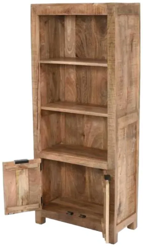 Dispur Solid Mango Wood Bookcase with Cupboard - Brown