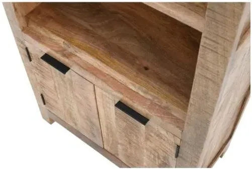Dispur Solid Mango Wood Bookcase with Cupboard - Brown