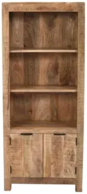Dispur Solid Mango Wood Bookcase with Cupboard - Brown image