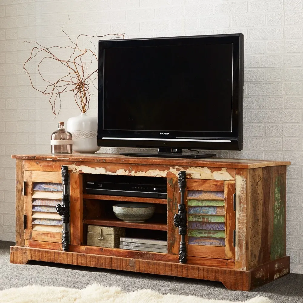 Diu 125cm TV Unit - Brown, Reclaimed Wood