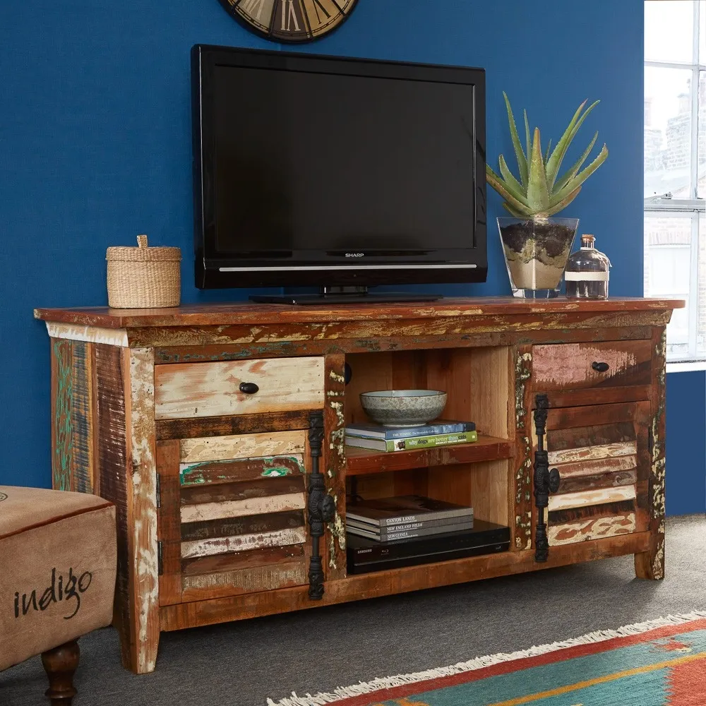 Diu 150cm TV Unit - Brown, Reclaimed Wood