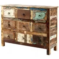 Diu 9 Drawer Chest - Brown, Reclaimed Wood