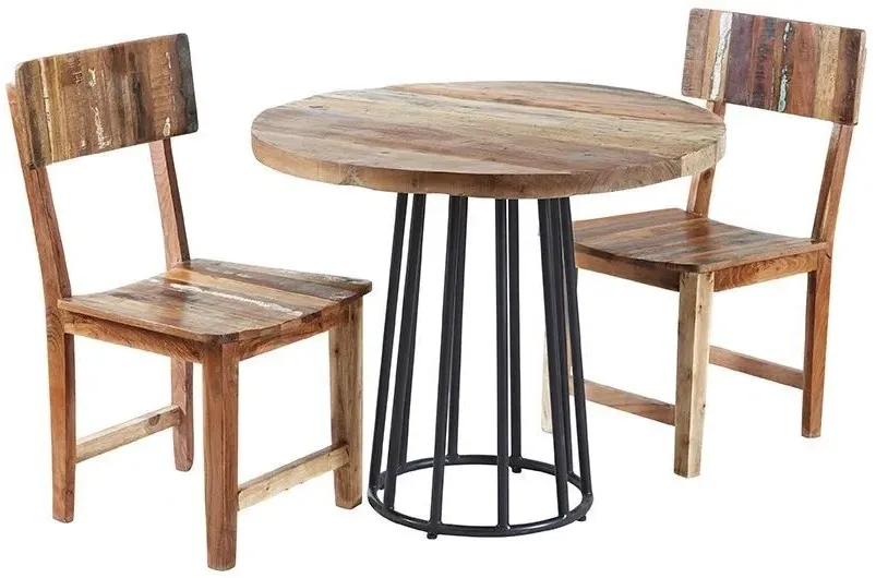 Diu Reclaimed Wood Round 2-Seater Dining Table - Brown