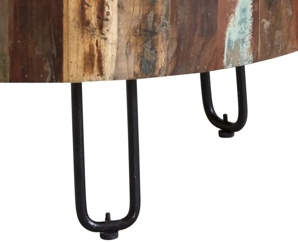 Diu Round Coffee Table - Brown, Reclaimed Wood