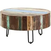 Diu Round Coffee Table - Brown, Reclaimed Wood