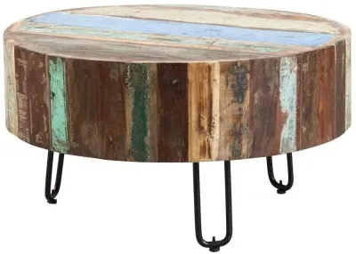 Diu Round Coffee Table - Brown, Reclaimed Wood image