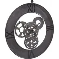 Factory Round Wall Clock - Black, Metal