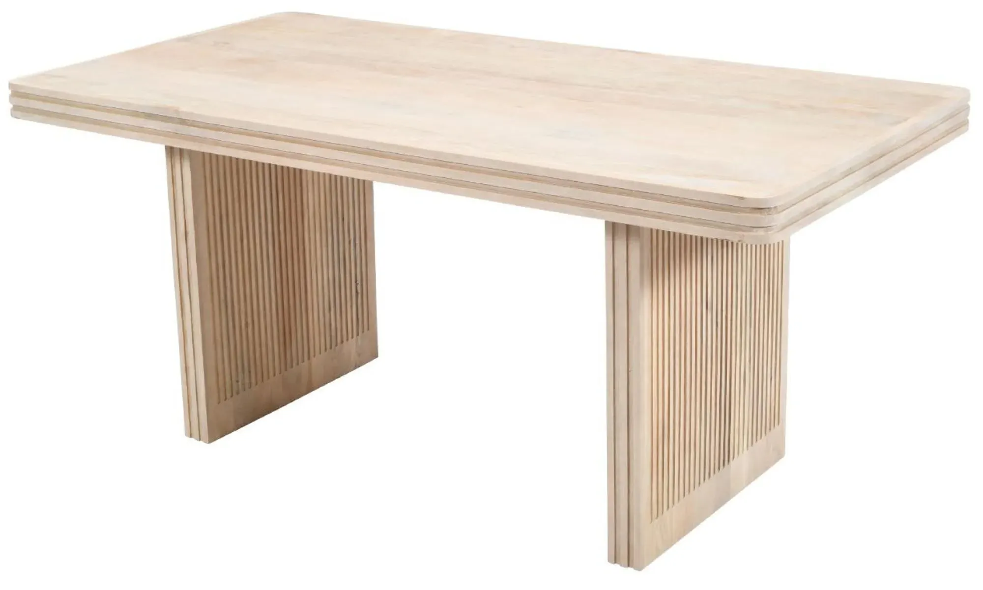 Hanover Ribbed 6 Seater Dining Table - Lacquered, Mango Wood