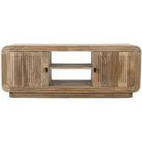 Hanover Ribbed Carved 145cm TV Unit - Natural Oak, Mango Wood