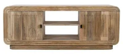 Hanover Ribbed Carved 145cm TV Unit - Natural Oak, Mango Wood