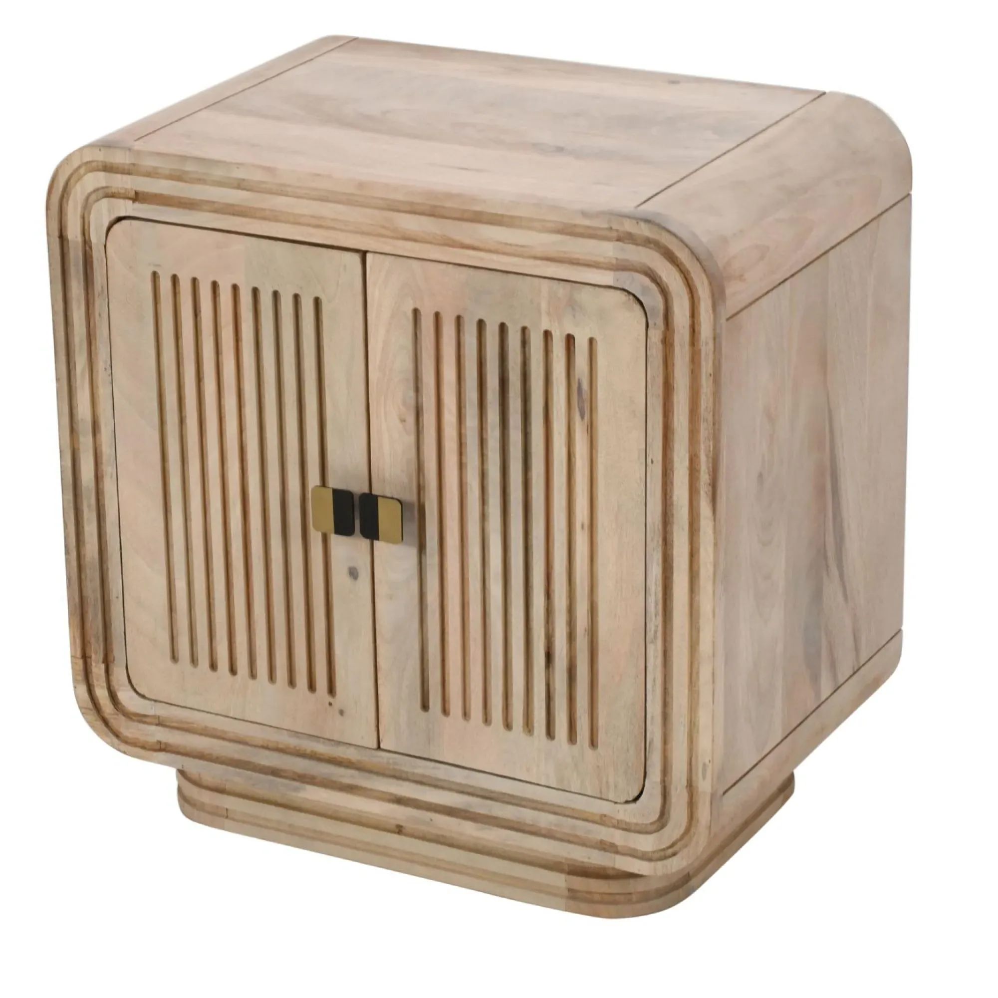 Hanover Ribbed Carved 2 Door Cabinet - Natural Oak, Mango Wood