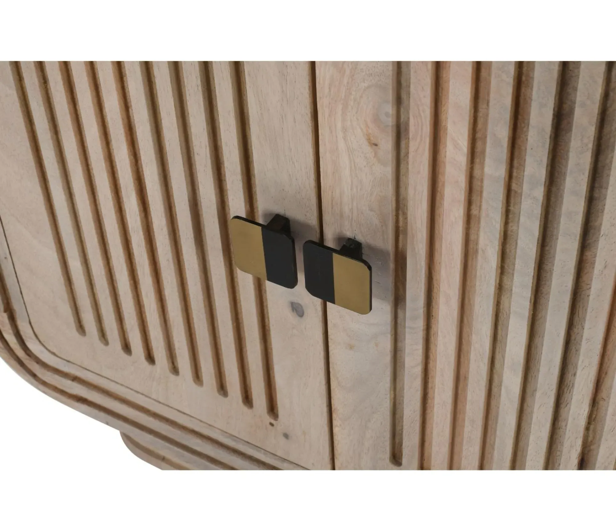 Hanover Ribbed Carved 2 Door Cabinet - Natural Oak, Mango Wood