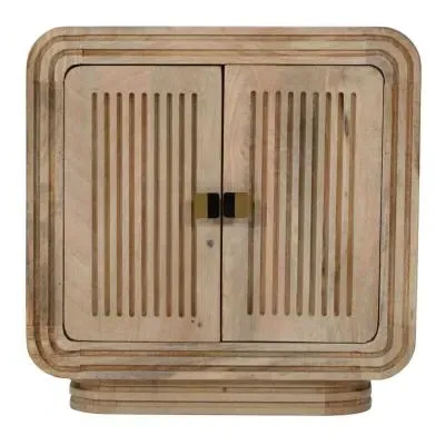 Hanover Ribbed Carved 2 Door Cabinet - Natural Oak, Mango Wood