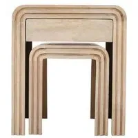 Hanover Ribbed Carved Nest of 2 Tables with Drawer - Lacquered, Mango Wood