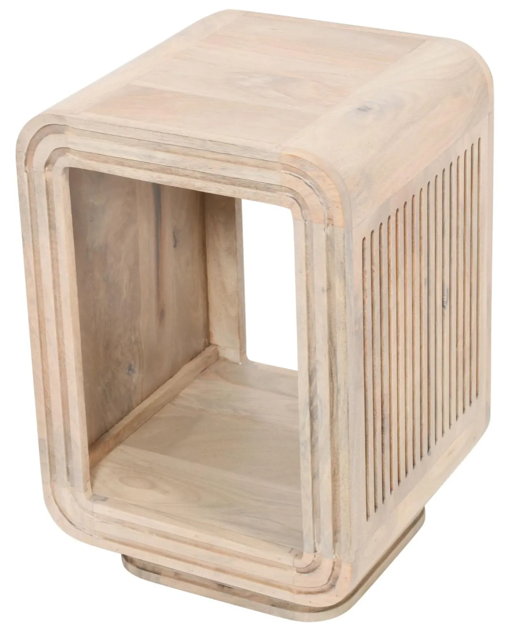 Hanover Ribbed Carved Side Table - Lacquered, Mango Wood