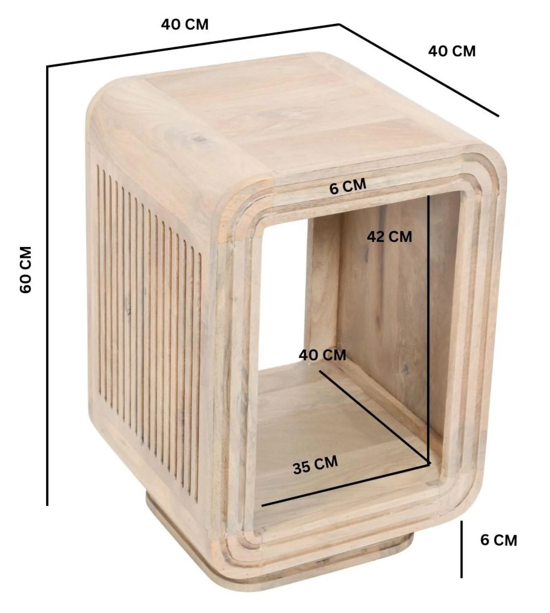 Hanover Ribbed Carved Side Table - Lacquered, Mango Wood