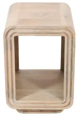 Hanover Ribbed Carved Side Table - Lacquered, Mango Wood