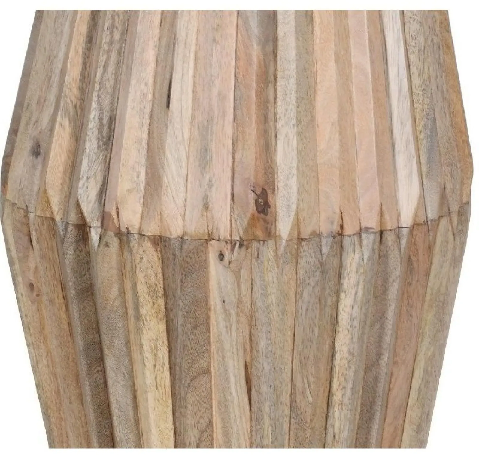 Hanover Round Ribbed Carved Side Table - Lacquered, Mango Wood