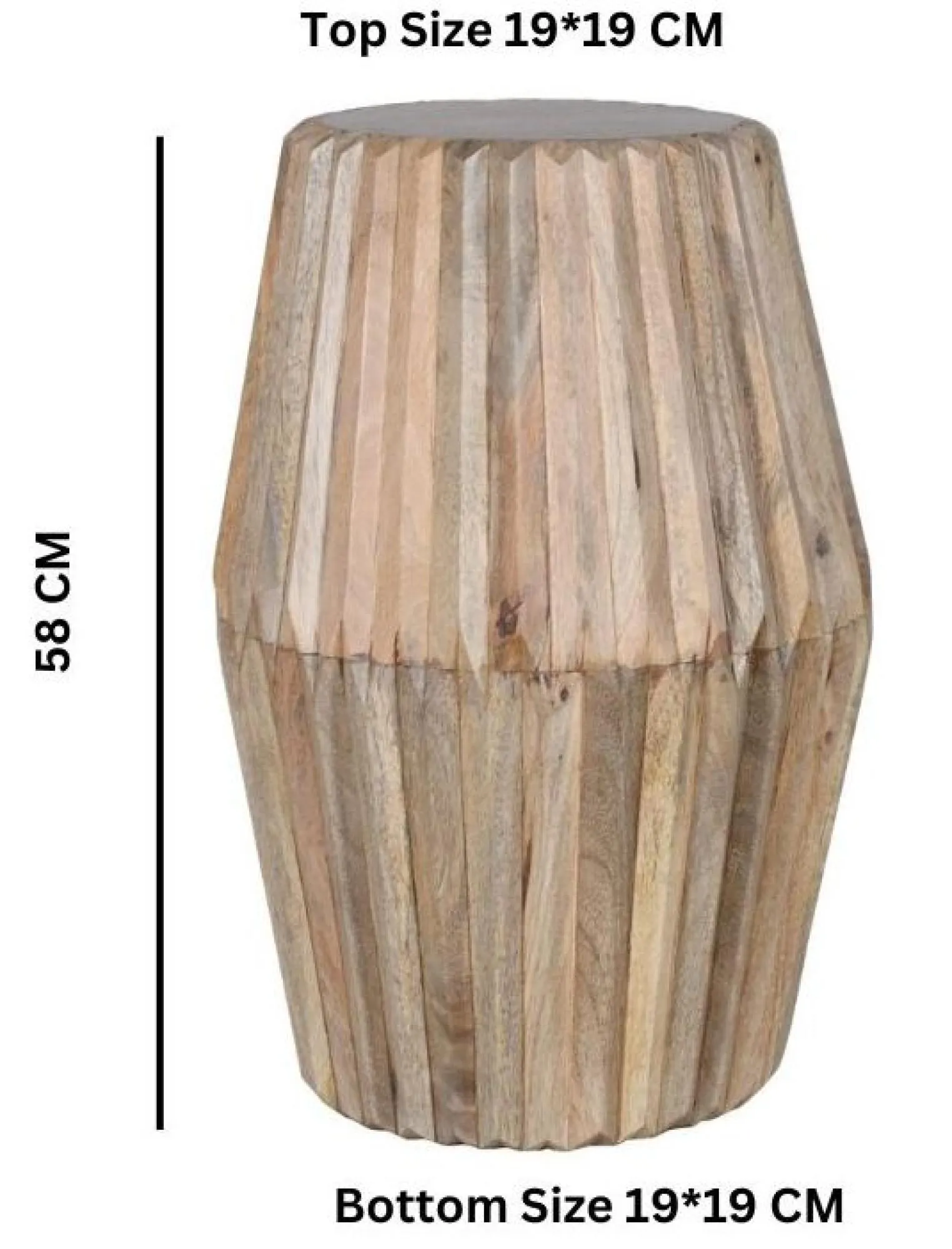 Hanover Round Ribbed Carved Side Table - Lacquered, Mango Wood