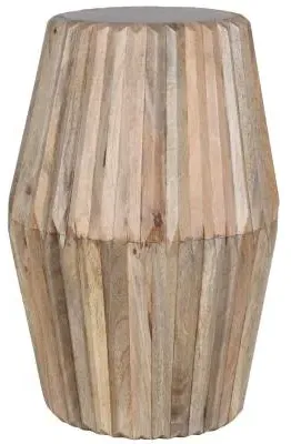 Hanover Round Ribbed Carved Side Table - Lacquered, Mango Wood