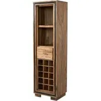 Hubli Tall Display Unit with Wine Rack - Natural Sheesham