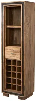 Hubli Tall Display Unit with Wine Rack - Natural Sheesham