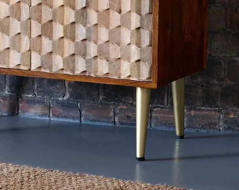 Imphal Mango Wood Geometric 85cm Small Sideboard - Two Tone
