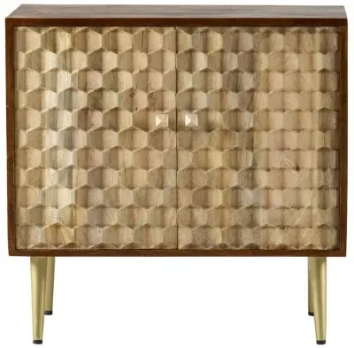 Imphal Mango Wood Geometric 85cm Small Sideboard - Two Tone
