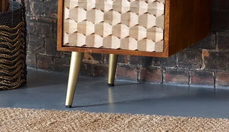 Imphal Mango Wood Geometric Desk - Two Tone