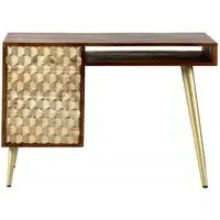Imphal Mango Wood Geometric Desk - Two Tone