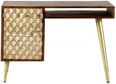 Imphal Mango Wood Geometric Desk - Two Tone