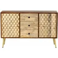Imphal Mango Wood Geometric Sideboard - Two Tone