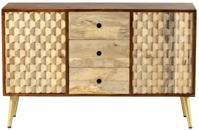 Imphal Mango Wood Geometric Sideboard - Two Tone