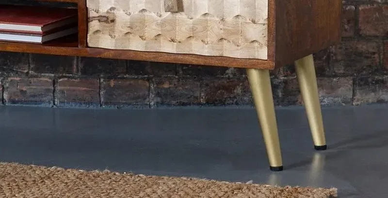 Imphal Mango Wood Geometric TV Unit - Two Tone